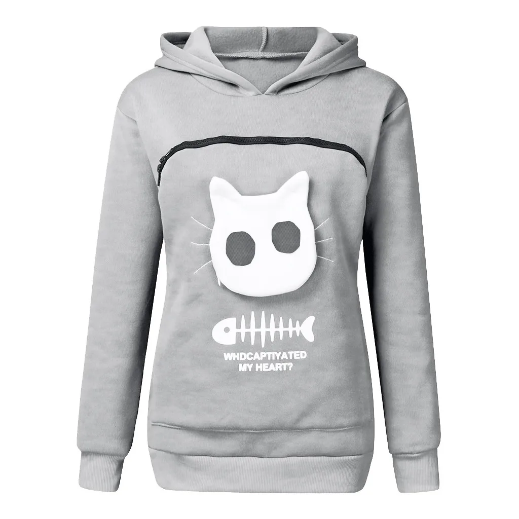 TELOTUNY 2019 winter women hooded sweatshirts Pet pocket Sweatshirt Animal Pouch Hood Tops Carry Cat Breathable Pullover clothes | Мать и