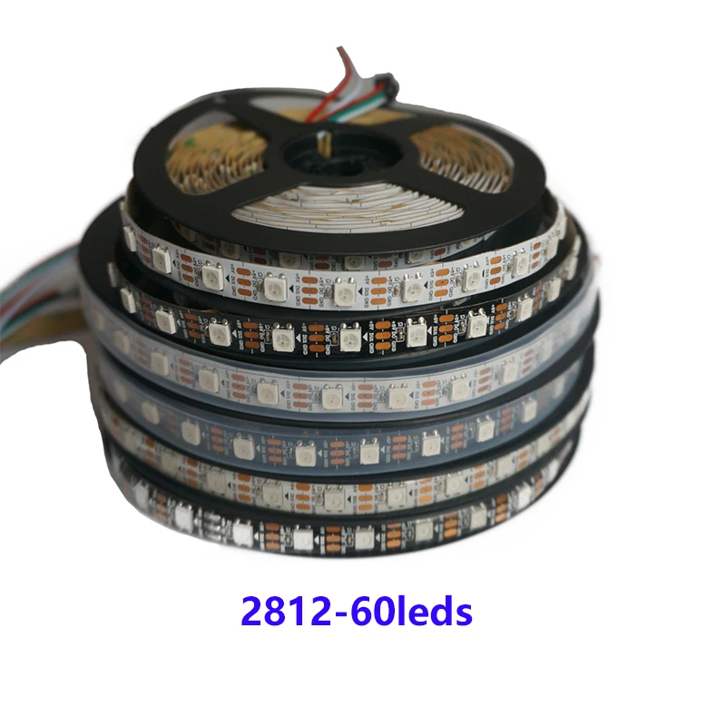 

Светодиодная лента WS2812B WS2812, индивидуально Адресуемая Smart RGB, черная/белая Водонепроницаемая печатная плата, IP30/65/67, 5 в постоянного тока, 1 м/5 ...