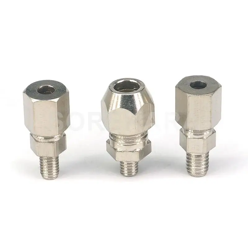 2 Stück M5/M6/M8/M10/M12 1/8 Zoll 1/4 Zoll 3/8 Zoll 1/2 Zoll BSP-Stecker auf 4/6/8/10/12 mm vernickeltes Messing-Kompressionsverbindungsstück – Detail 1