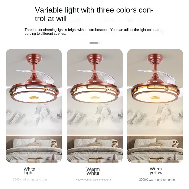 Роскошный скандинавский Невидимый потолочный вентилятор с золосветильник лампа