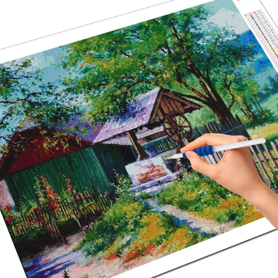 evershine diamond painting house full square round diamond embroidery village scenery 5d diy mosaic spring home decoration art free global shipping