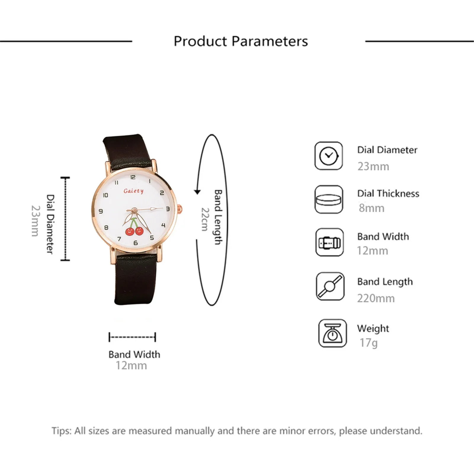 

2pcs set women cute bracelet watch cherry daisy decoration alloy small dial leather bracelet Korean style watch girl Reloj Gifts