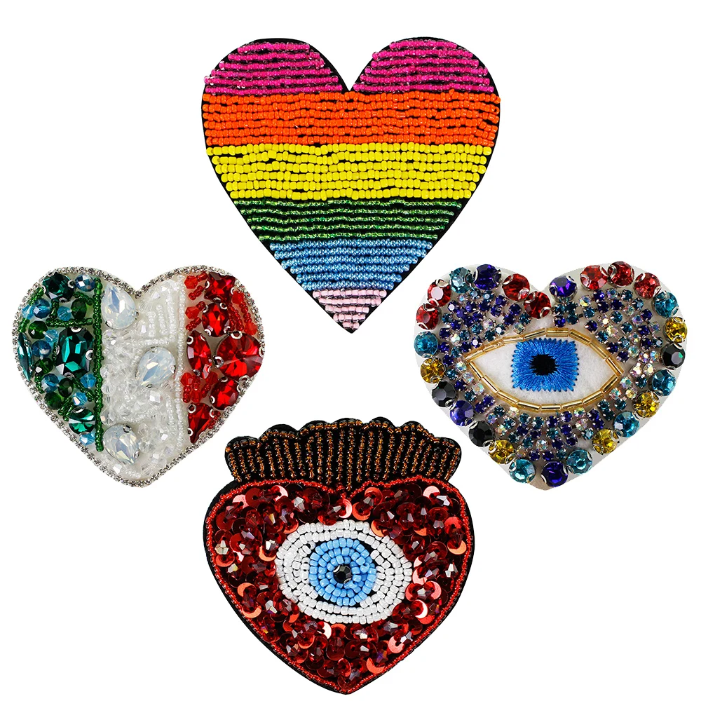Вышивка глаз бисера кристалл сердце блесток патчи пришить сумки обувь для одежды