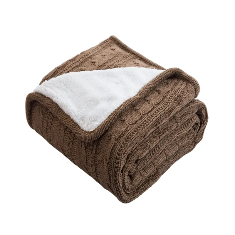 Inyahome Winter Warm Soft Sherpa Blankets Fashion Design Travel Wearable Knitted Fleece Blanket Thick Bedspread For Bed Sofa