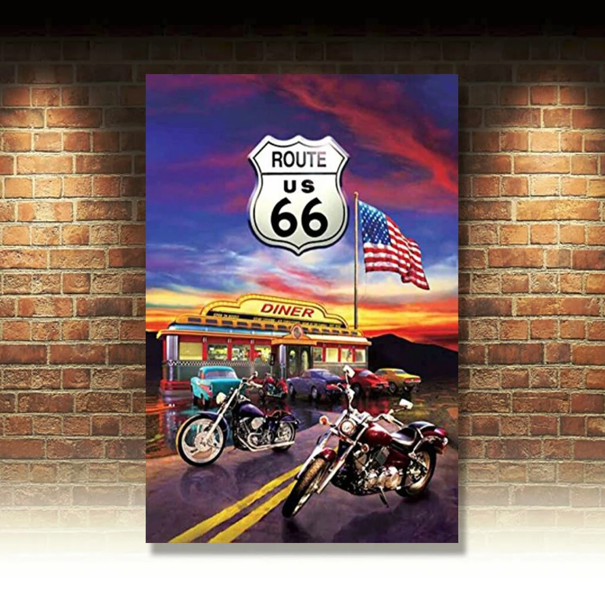 

Diner Vintage Tin Signs Route 66 Retro Metal Art Wall Poster Pub Bar Decor