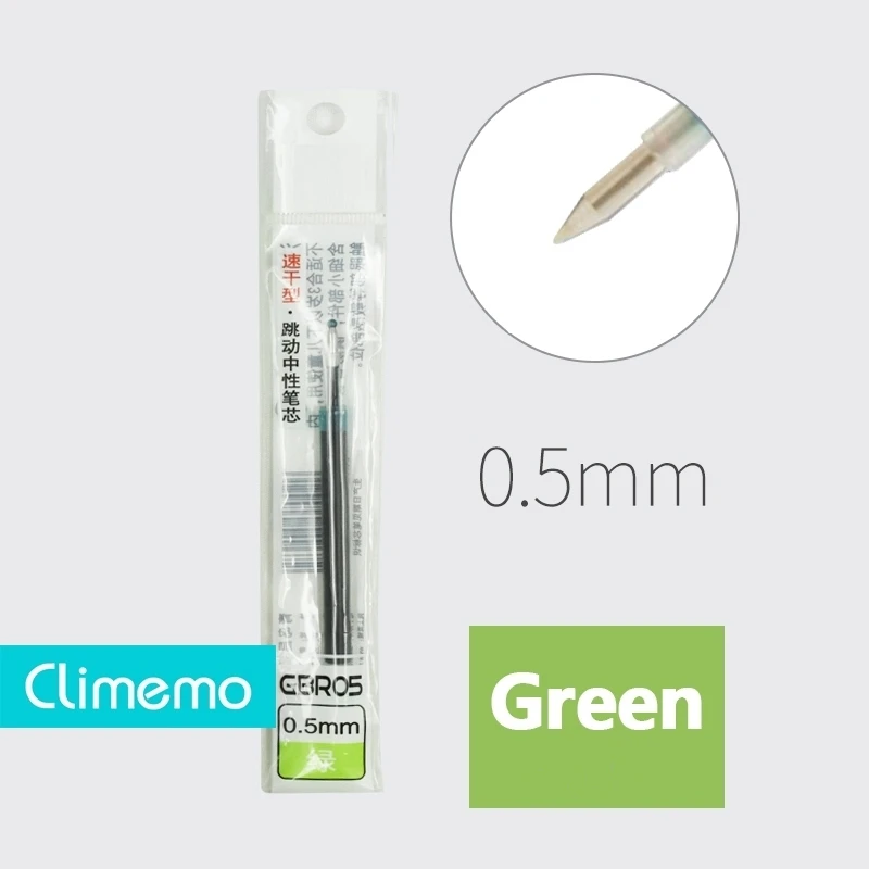 1Pc Green refill 0.5mm Gel Pens For School Office Supplies Kawaii Press Type Multicolor ballpoint pen Cute stationery Writing Store - Цвет: 1Pc Green refill