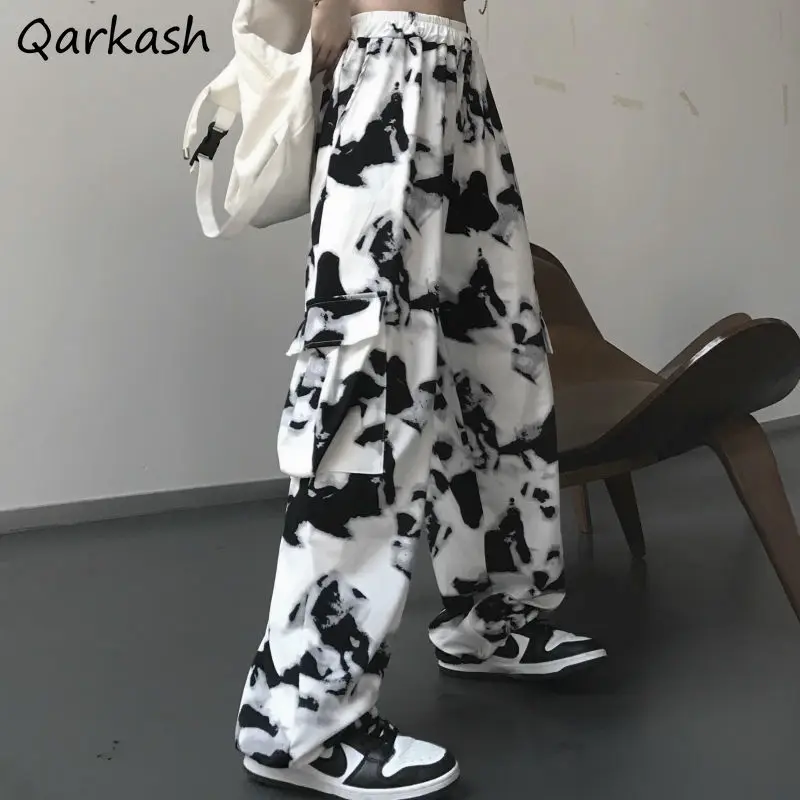 

Cargo Pants Women Tie Dye Design Cool Unisex High Waist Streetwear Fashion Ulzzang Baggy Students Femme Spring Bottom Ins Soft