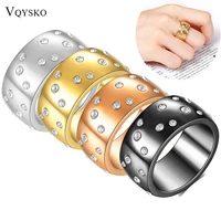 fashion stainless steel wedding ring for women men couple new bright cz crystal finger rings luxury brand jewelry wedding gift