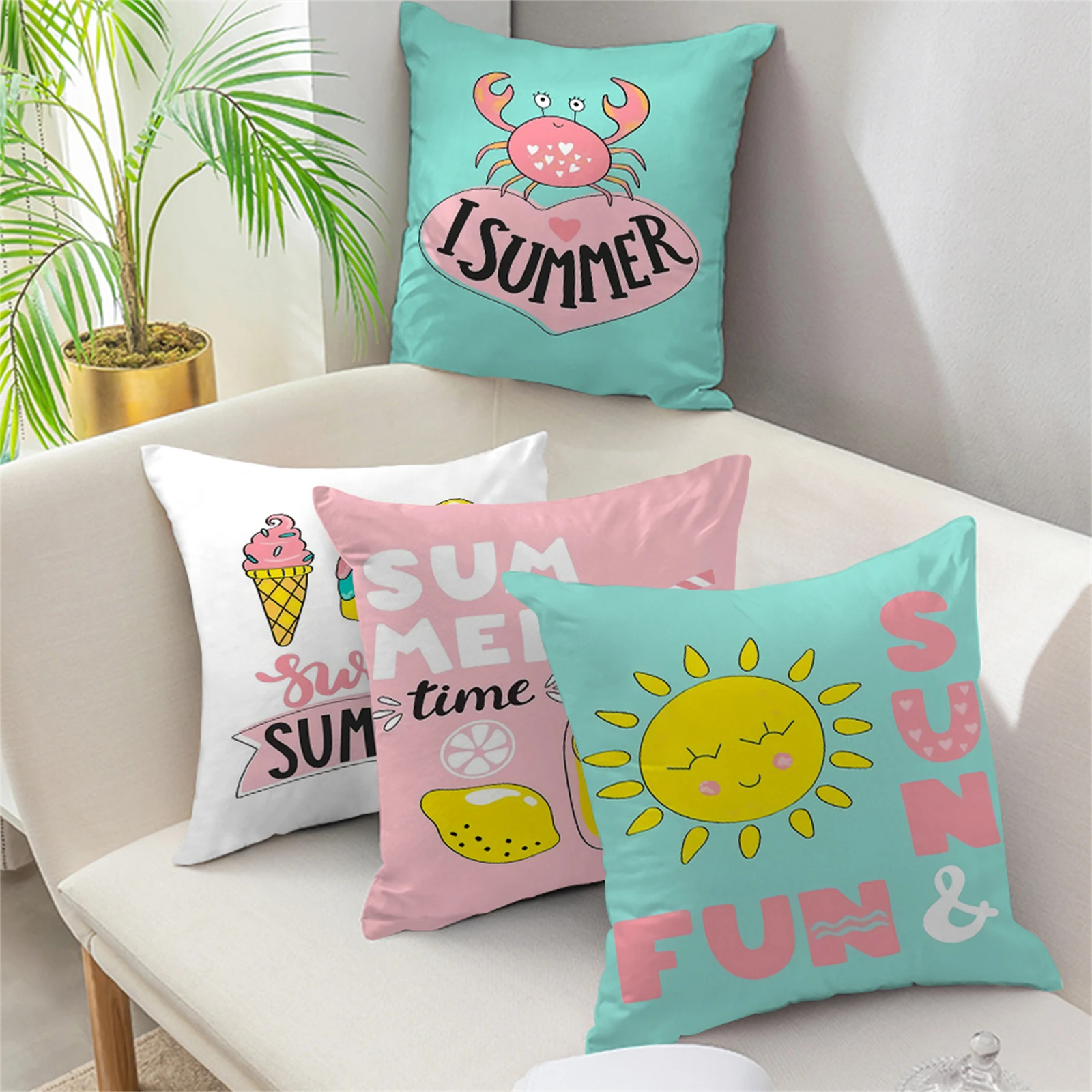 

Colorful Letter Print Decorative Pillow Cases Summer Home Decor For Living Room Bedroom Sofa Chair Cushion Cover Almofada
