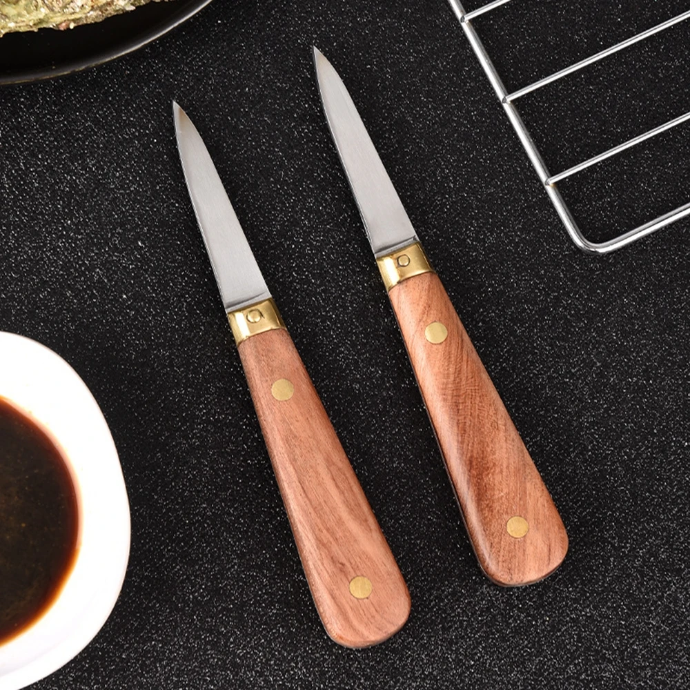 

1pc Oyster Knife Kitchen Seafood Tool Rosewood Handle Stainless Steel Raw Shell Knife Shellfish Opener Tool Tea Knife