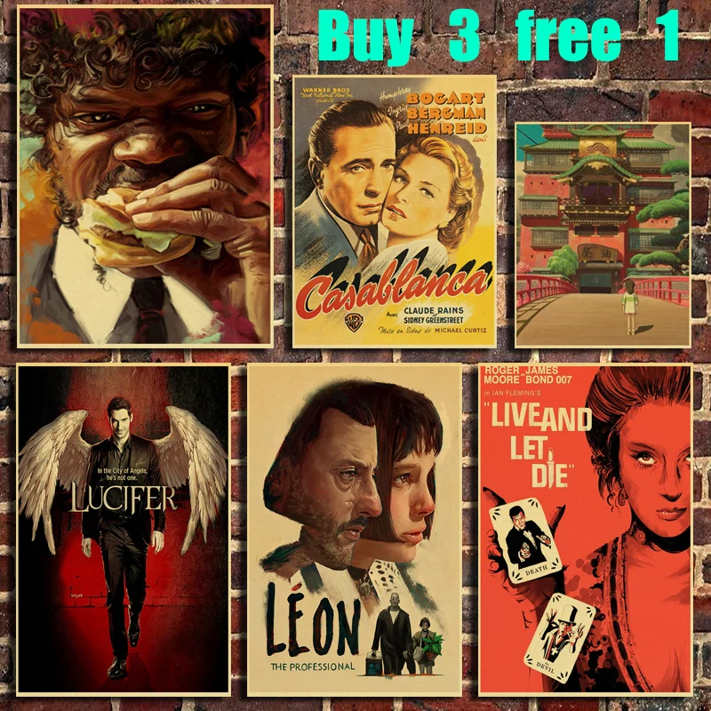 

Movie Poster Kill Bill / Fight Club / Beetle Juice Vintage Kraft Paper Poster Bar Office Cafe Home Art Wall Sticker