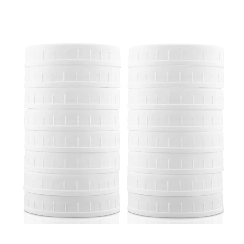 

16 Pack Wide Mouth Jar Lids,Plastic Storage Caps for Canning Jars,Leak-Proof and Anti-Scratch Resistant Surface