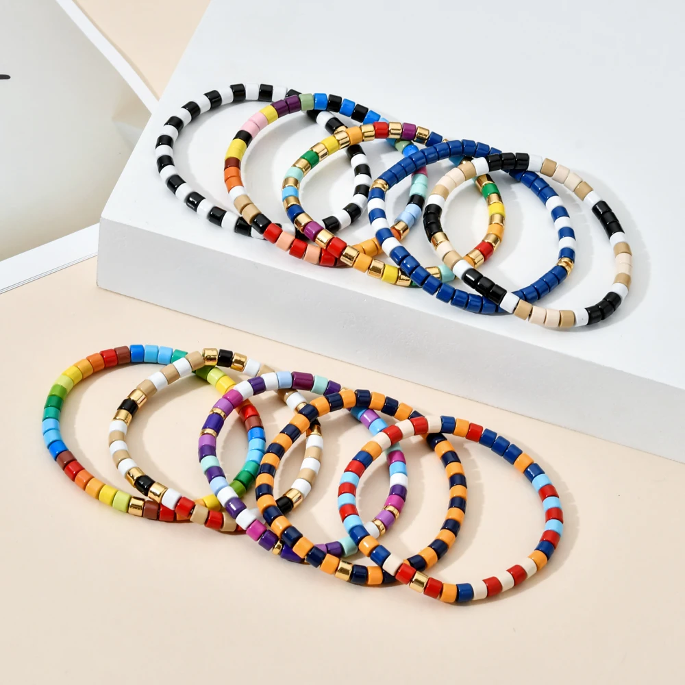 Эластичные эмалевые браслеты в стиле бохо для женщин Браслет сделай сам с