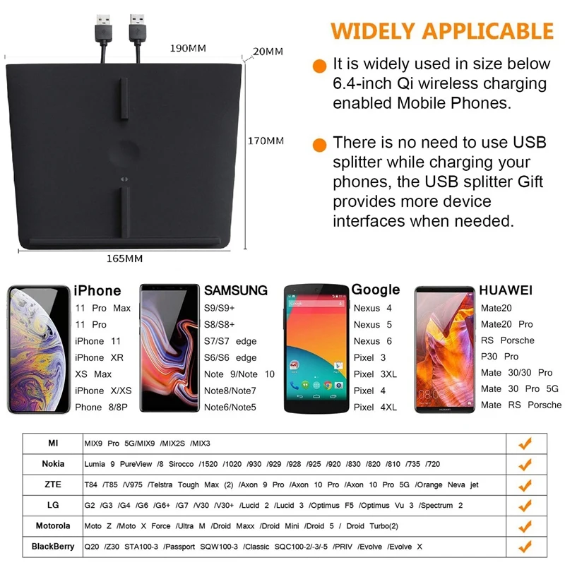 Автомобильное беспроводное зарядное устройство 10 Вт для Tesla Model 3 зарядная панель