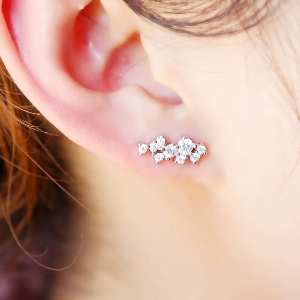 Уха альпинист 925 пробы серебро Минимальный нежный кластера серьги для Для женщин