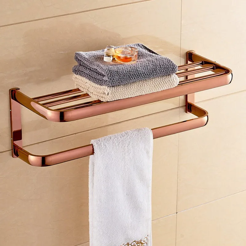 Towel Racks Розовое золото, латунные Квадратные аксессуары для ванной комнаты, вешалка для полотенец, держатель для туалетной бумаги, держатель для зубной щетки, аксессуары для ванной комнаты Kxz010 - Цвет: Towel Racks