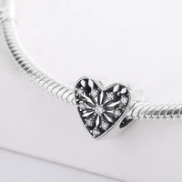 fashion 925 sterling silver cz charm snowflake heart beads pendant charm bracelet fit original diy jewelry making for pandora