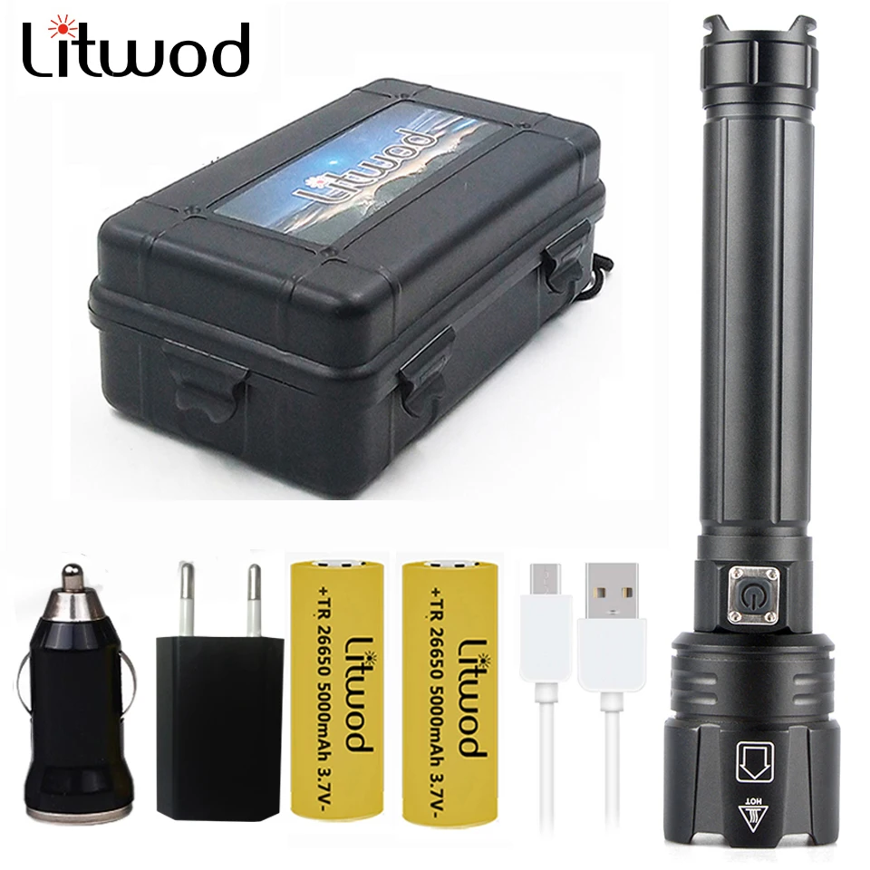 

Xhp90 Powerful Led Flashlight Zoomable Bulbs USB Rechargeable Torch 18650 or 26650 Battery Portable Light for Camping Lantern CE