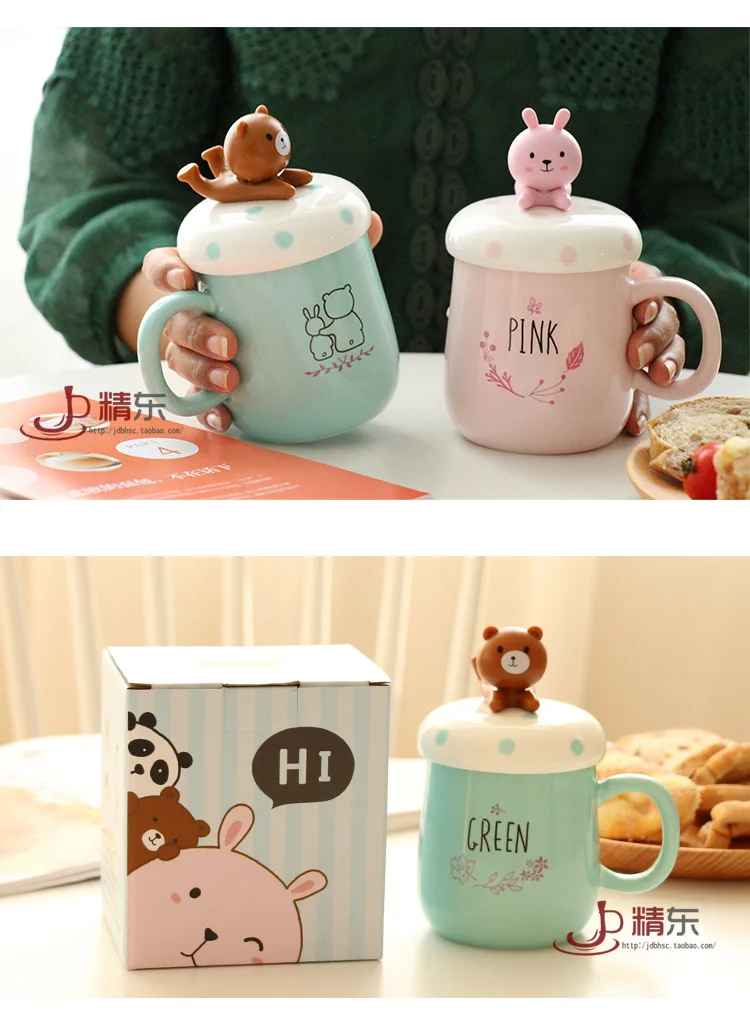 Творческий модный мультфильм керамические кружки милая пара чашка кофе кружка
