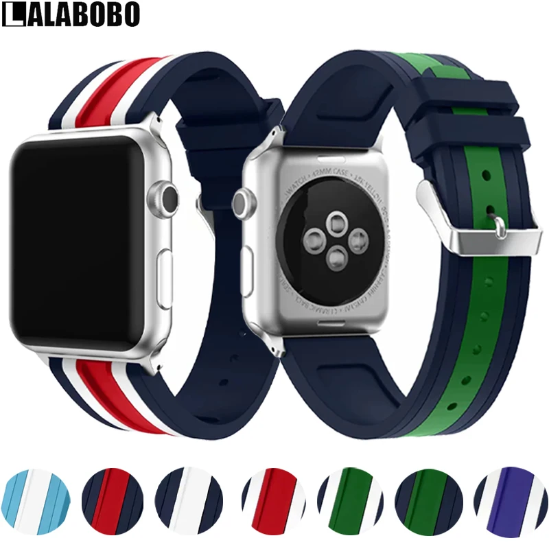 Спортивный ремешок для часов Bicolor силиконовый Apple Watch Series 5 4 3 2 iWatch 38/40/42/44 мм
