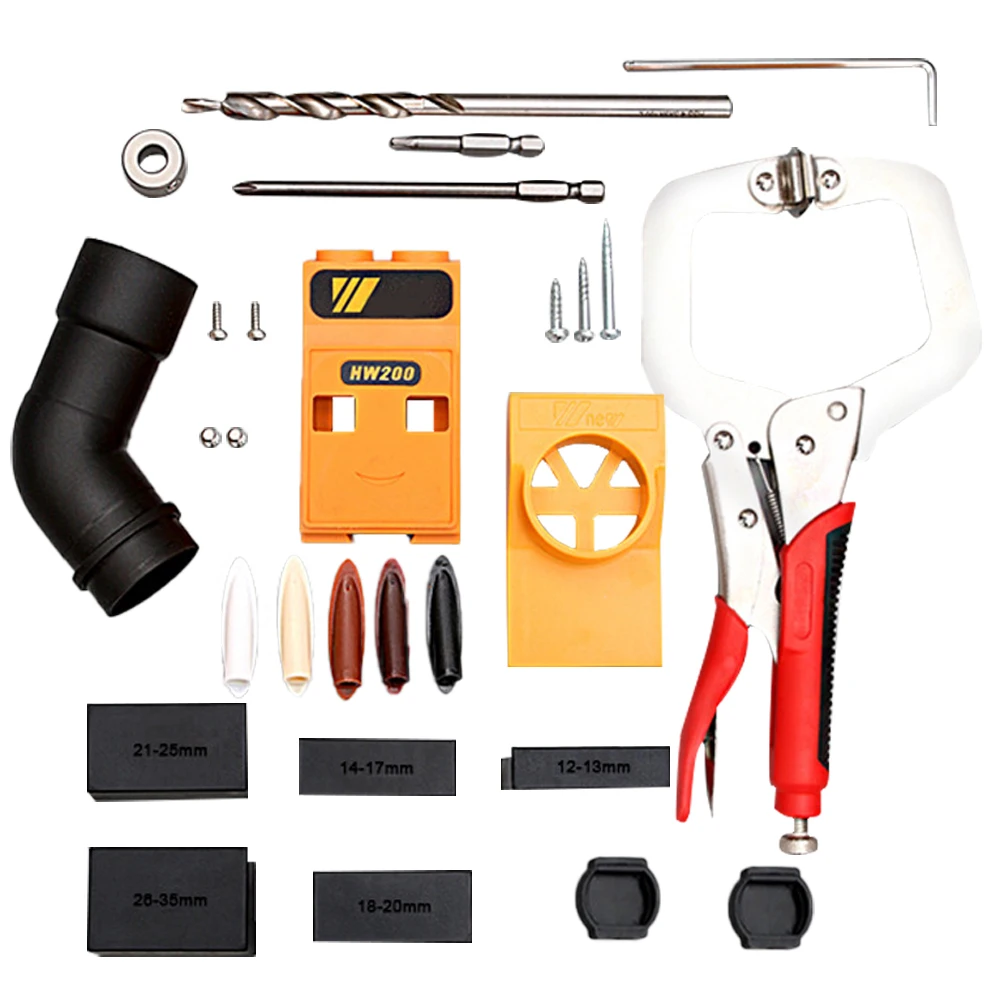 

Набор направляющих для сверления отверстий, наклонный рычаг для сверления отверстий с C-образным зажимом, позиционер для работ по дереву