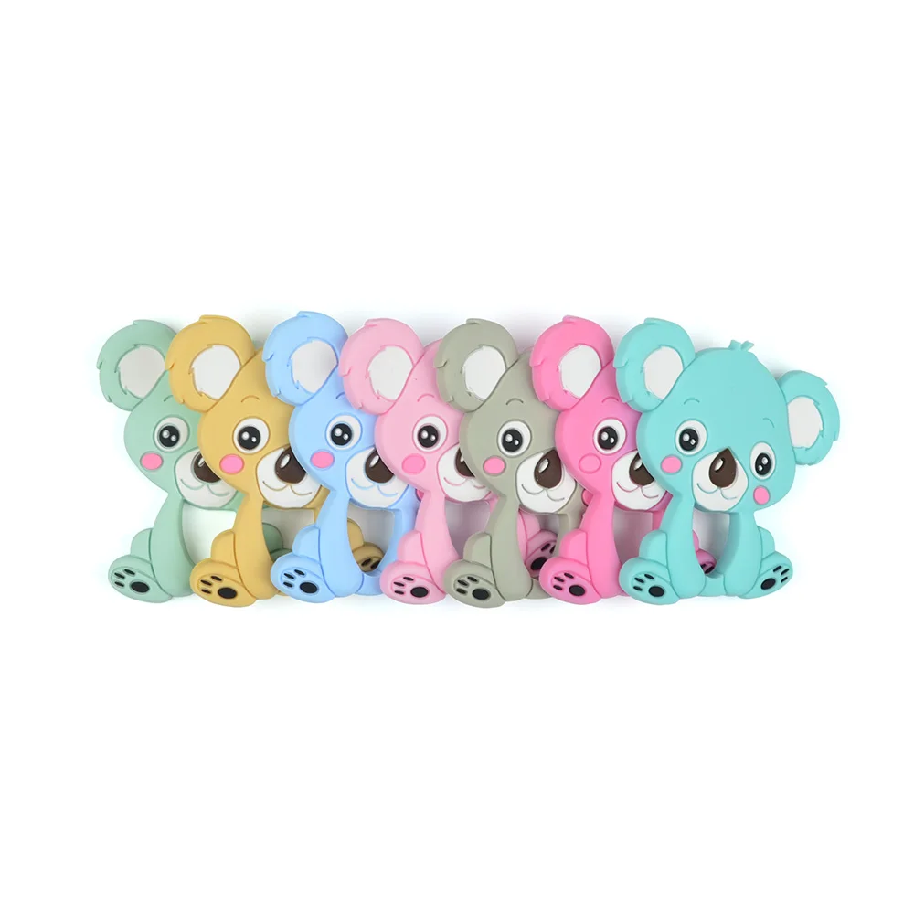 LOFCA-mordedor de mapache de silicona para dientes, accesorios de chupete de dibujos animados para lactancia, grado alimenticio libre de BPA, juguetes para beb&eacute;s, pulsera DIY-4