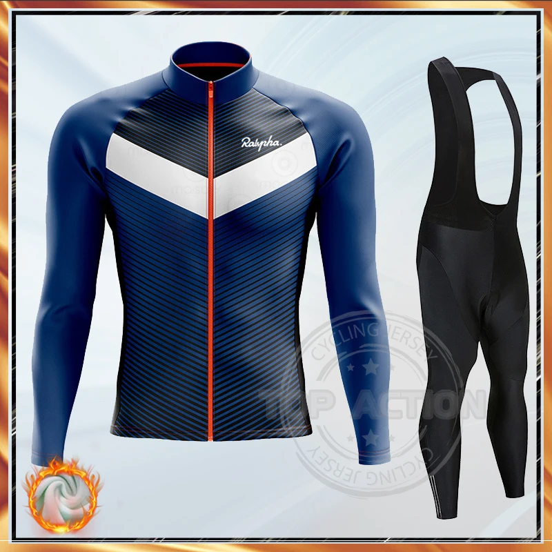 

2022 Winter Thermal Fleece Long Sleeve Cycling Jersey Set Bib Pants Ropa Ciclismo Bicycle Clothing MTB Bike Men Clothes Suits