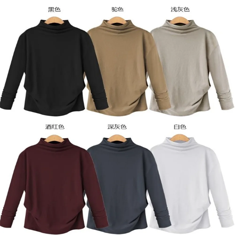 Пуловер футболки в Корейском стиле Женская одежда Сезон осень С длинными