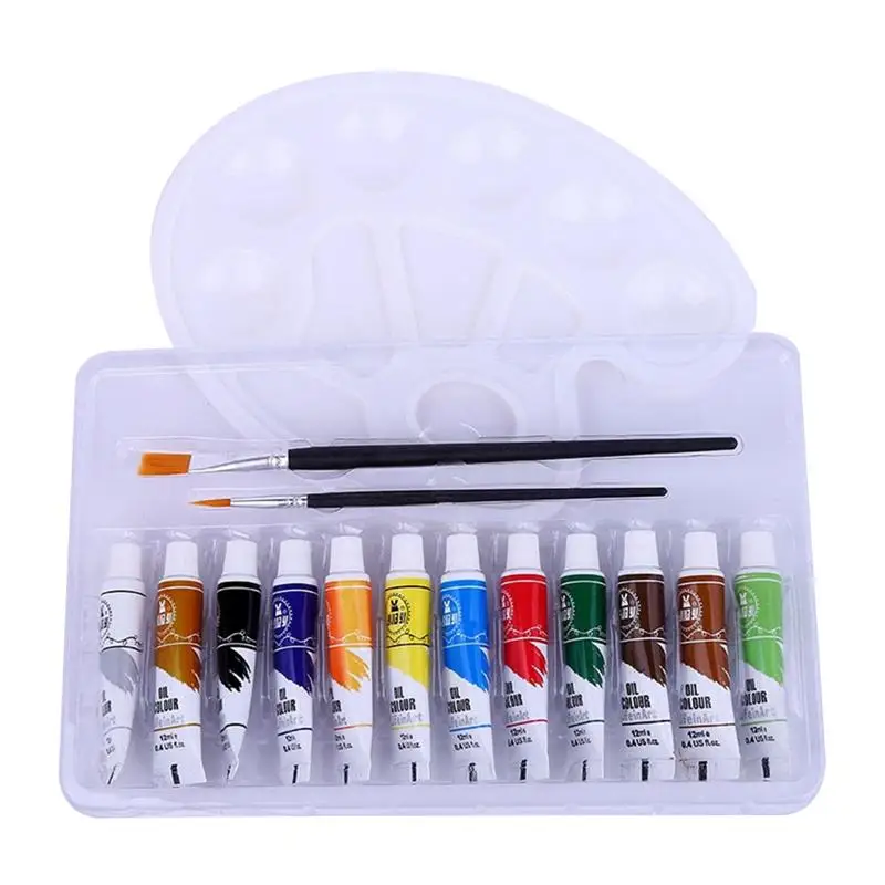 Набор для рисования маслом 15 шт. набор пигментов с палеткой и кисточкой