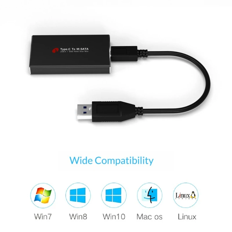 USB3.1 Тип C к MSATA USB 3 0 SSD корпус чехол жесткий диск коробка внешний мобильный кабели