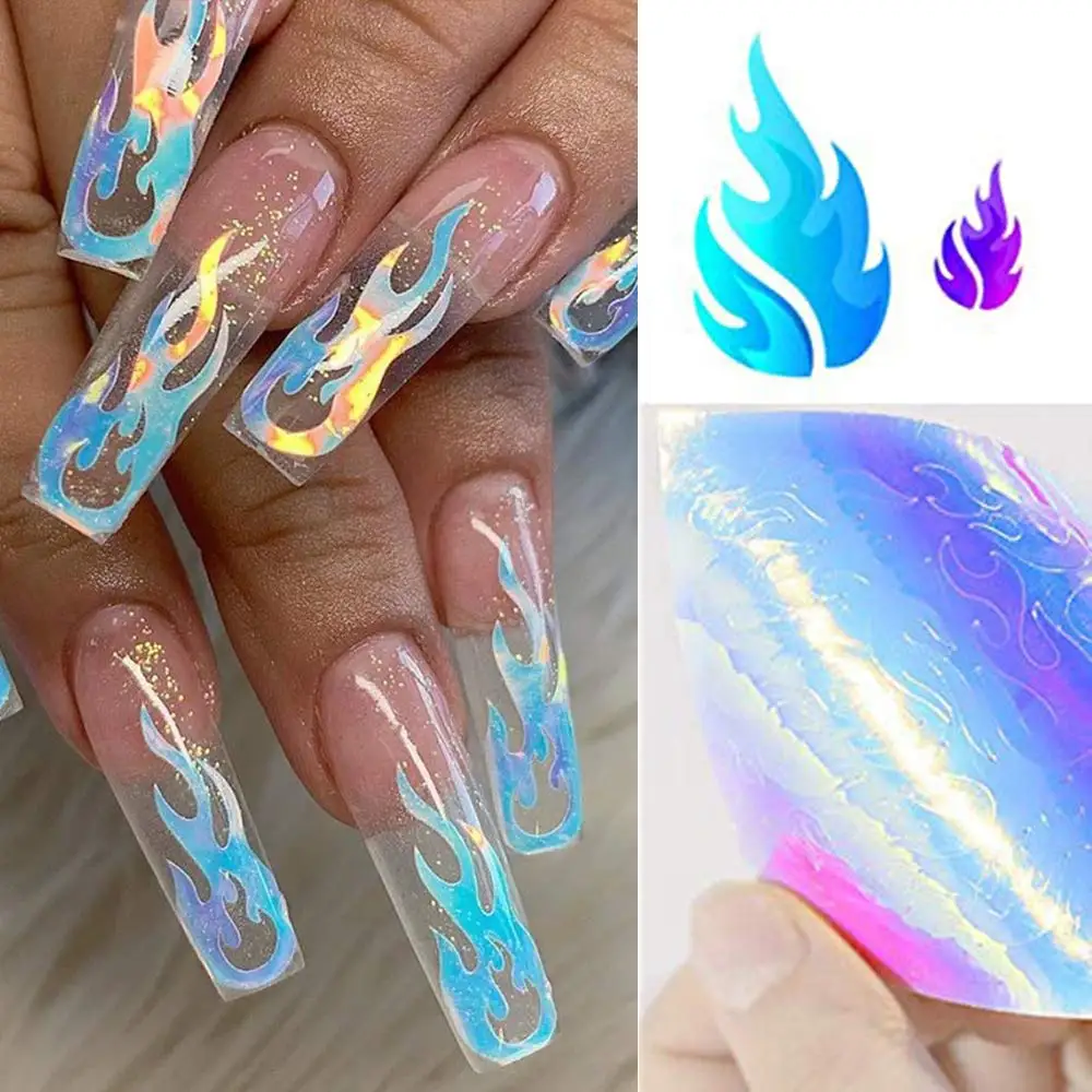16 шт. голографические наклейки для ногтей в виде пламени|Стикеры и наклейки| |