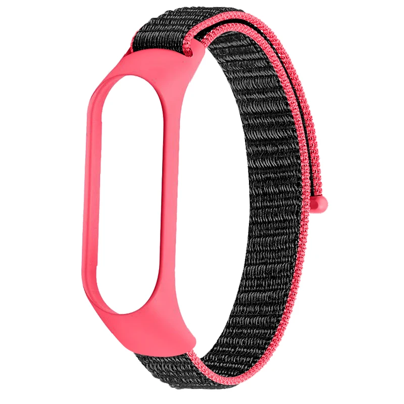 Black red OULUCCI нейлоновый ремешок для xiaomi mi band 4, спортивный дышащий ремешок, аксессуары, сменный ремешок для mi band 4/3, браслет - Цвет ремешка: Black red