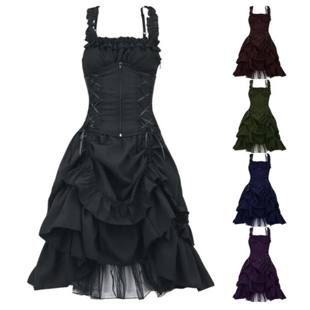 Женское Ретро винтажное викторианское готическое платье летнее кружевное