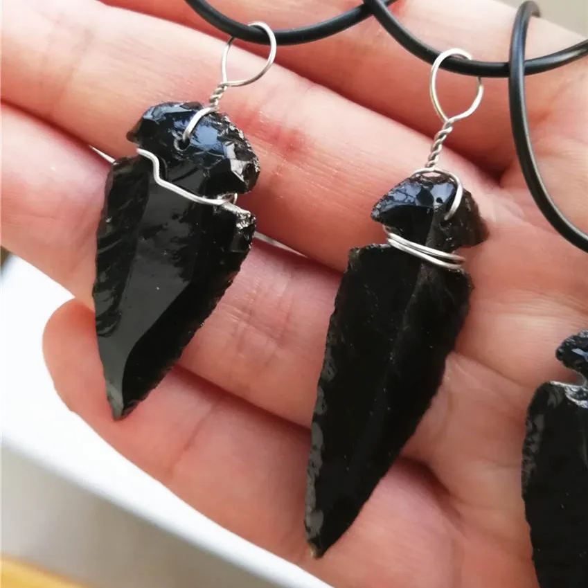 Мужской в панк стиле рок сырья черный обсидиан подвески Шарм для мужчин