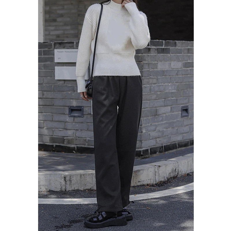 Женские хлопковые прямые брюки тонкие длинные в Корейском стиле с высокой талией