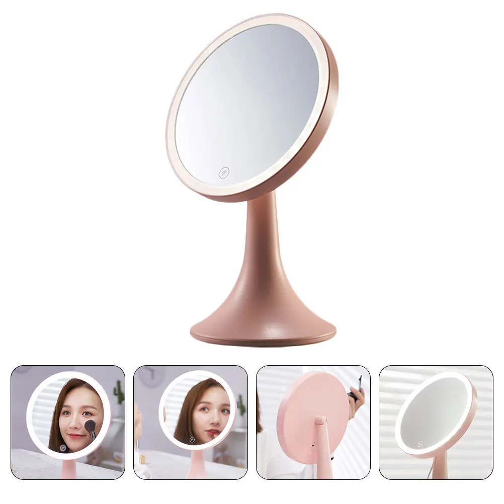 

1pc LED Makeup Mirror with Light Desktop Round Cosmetic Mirror for Home