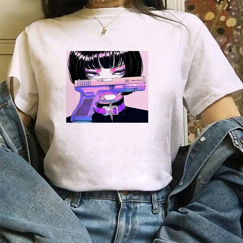 

Cartoon Anime T-shirts Short Sleeve Women's Clothing With Free Shipping Summer Woman Tshirt Women-clothing Clothes Tops Sleeves