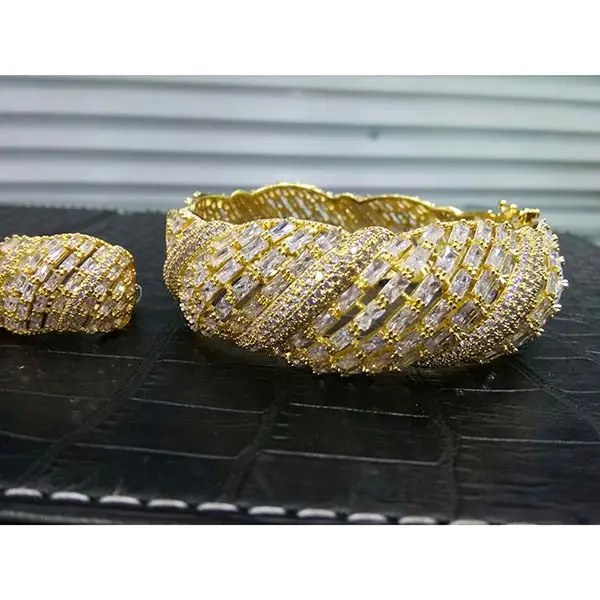 2pcs Set Gold GODKI, новинка, роскошный геометрический браслет, 3 шт., серьги, кольцо, ювелирные наборы для женщин, для свадьбы, кубический цирконий, помолвка, Дубай, ювелирные наборы - Окраска металла: 2pcs Set Gold