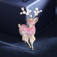 sika deer brooches pins for women cute animal brooch brand design cubic zirconia corsage 2021 fashion wedding bouttoniere