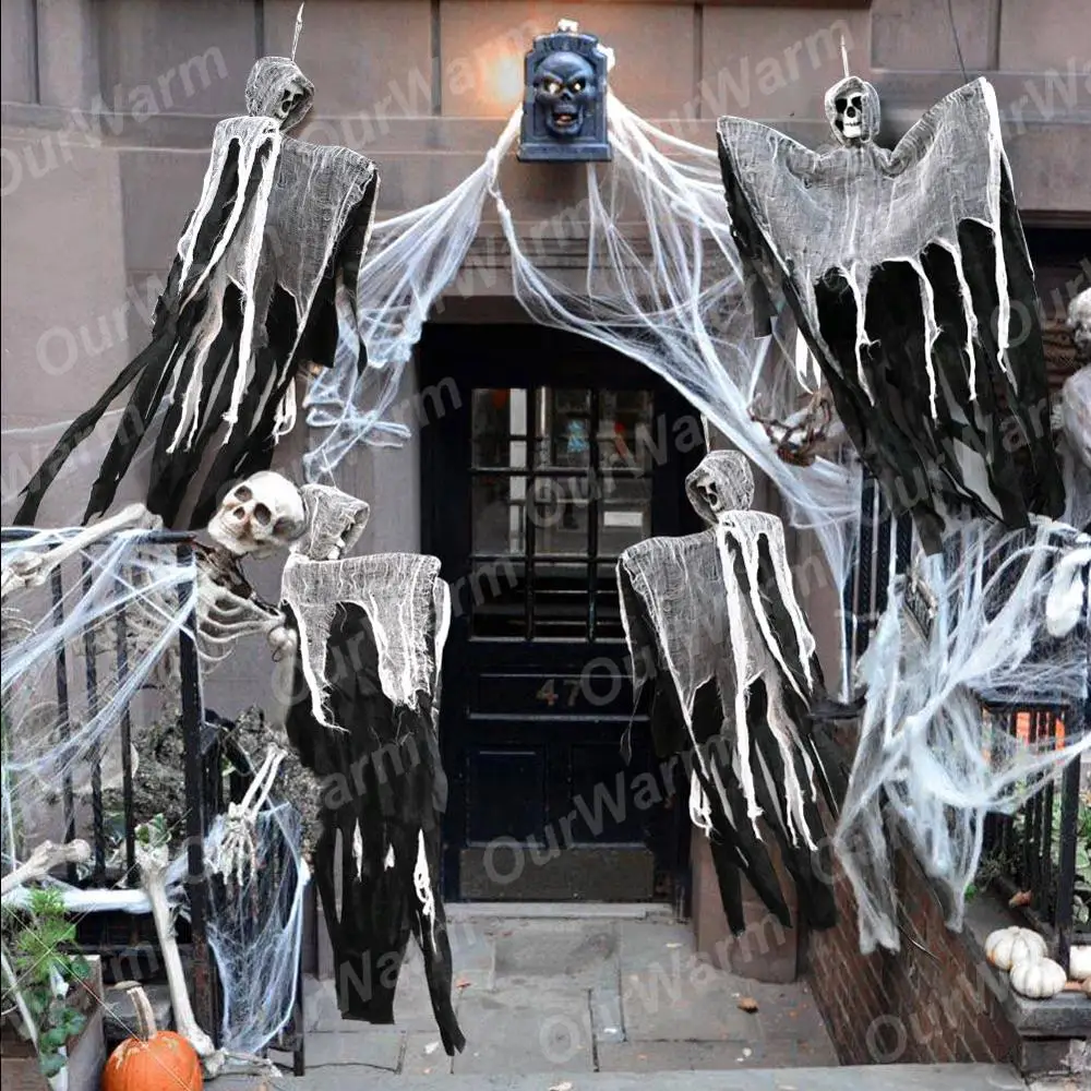 OurWarm Halloween Hanging Ghost Decorations Party Grim Reaper DIY for Home Haunted House Decoration Prop 100cm*60cm | Дом и сад