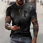 Мужская футболка с коротким рукавом, свободная повседневная футболка с 3D-принтом, лето 2021