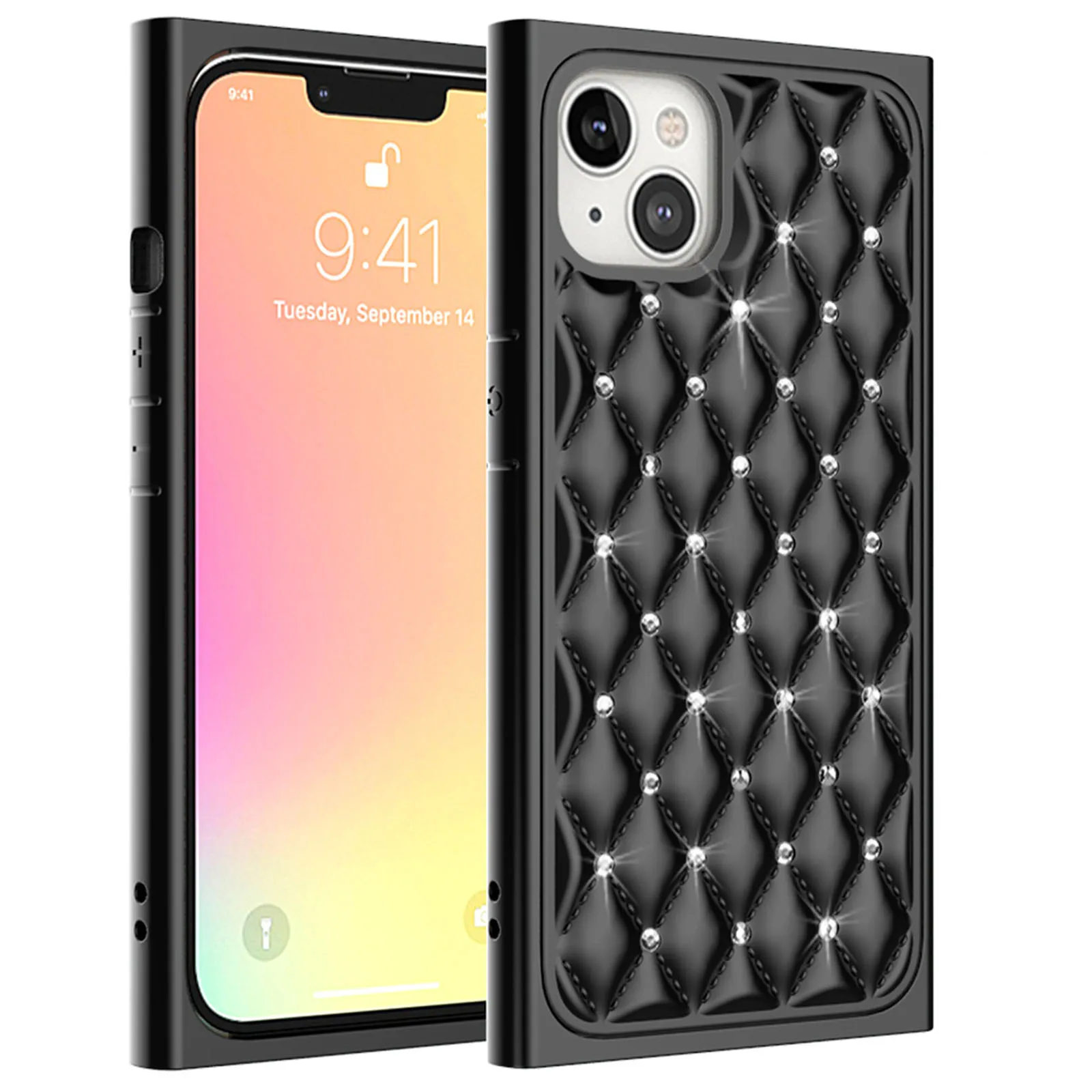 

The Square Phone Case Is Compatible with IPhone 13, Luxury Retro Shockproof Edge Cushioning Soft PU Leather Phone Case Cover