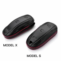 leather car smart remote key fob case cover holder fit for tesla model x s