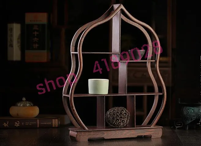 

Solid wood chicken wing wood, gourd shaped (large size) curio shelves, ornament pendulum rack.