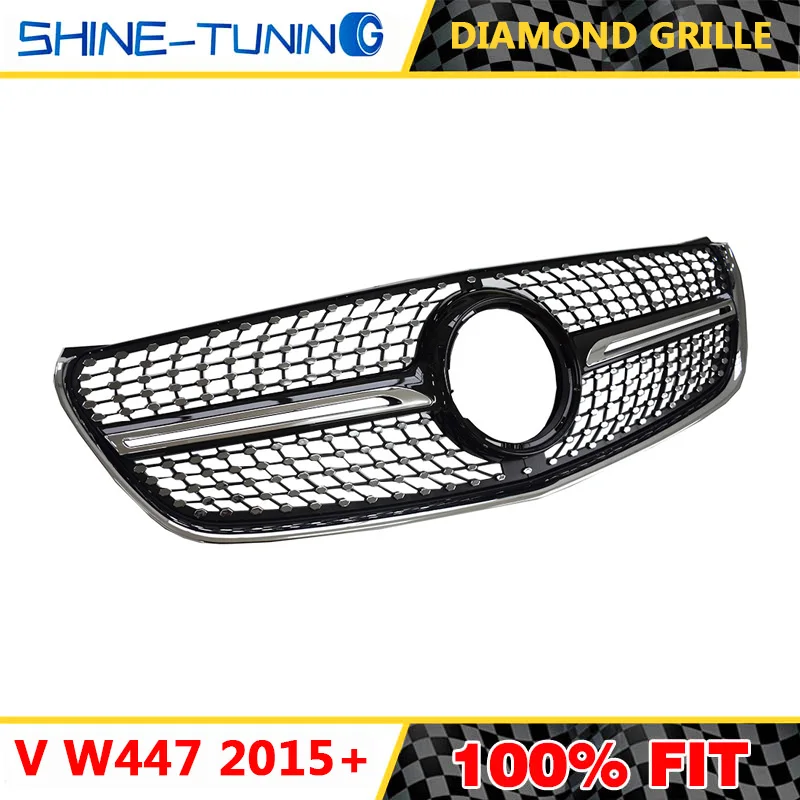 Алмазная решетка для V Class W447 GT черная хромированная V260 V250 AMG Line передний бампер