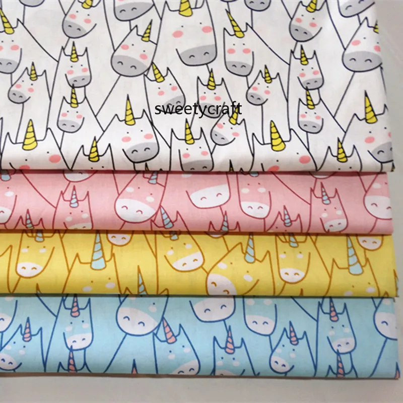 Единорог Печать ткани ручной работы tela algodon Сделай Сам шитье Лоскутное детское