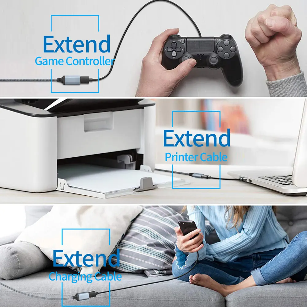 

USB Extension Cable JSAUX USB 3.0 A Male To USB A Female PS4 TV SSD Extender Cord 5Gbps Data Transfer USB Flash Drive Keyboard