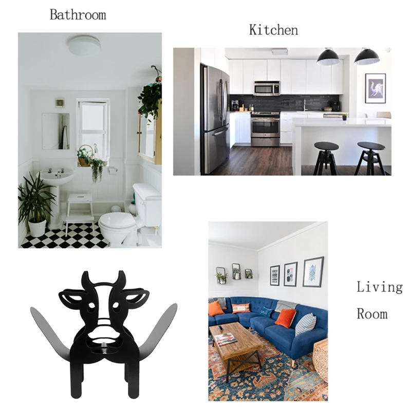 

Home Iron Roll Paper Towel Holder Black Flower/Cows Crafts Bathroom Rack Ornaments Toilet Roll Holder Kitchen Bathroom Storage