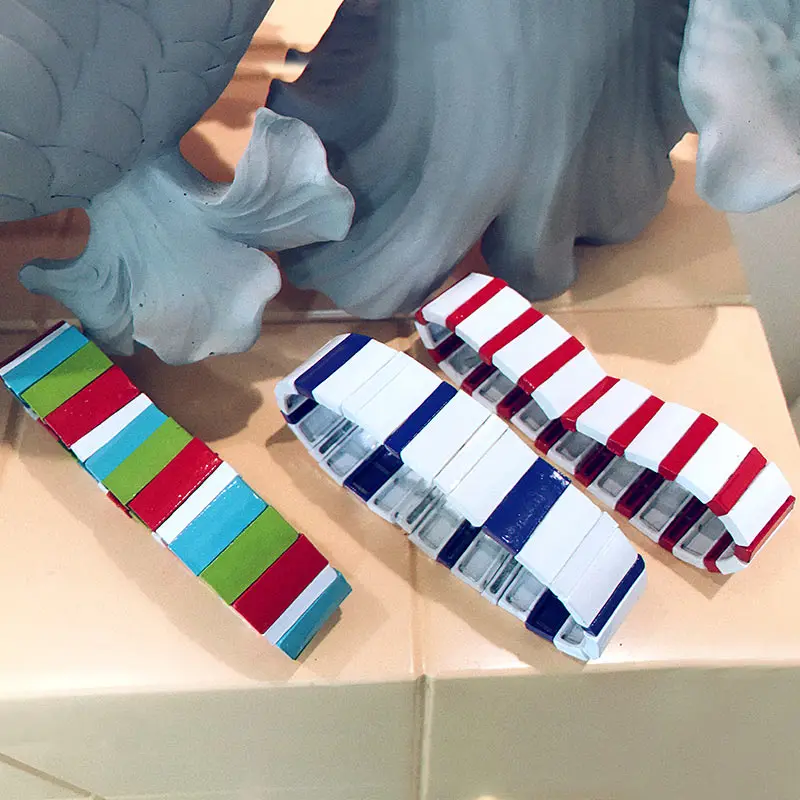 Женский браслет с эмалью Flatfoosie модный ручной работы рисунком эластичный