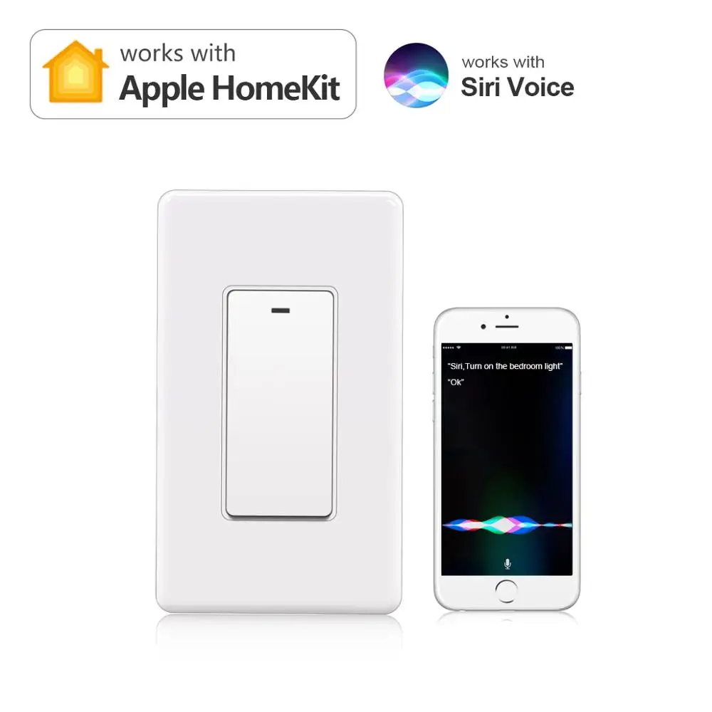 1 Gang США переключатель Wi-Fi Homekit Apple 15A Timming график светильник функция голосового